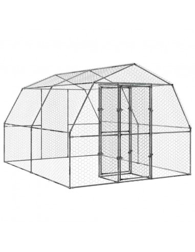 Gabbie per Uccelli 2pz con Tetto e Anta Argento Acciaio Zincato