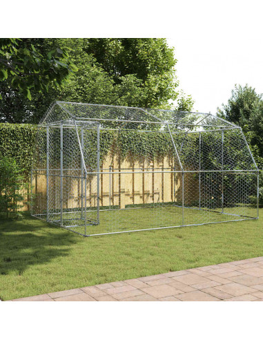 Gabbie per Uccelli 2pz con Tetto e Anta Argento Acciaio Zincato