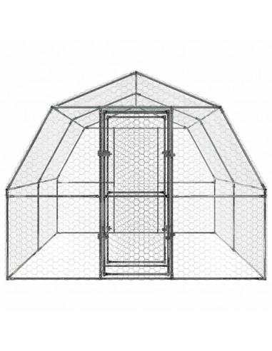 Gabbie per Uccelli 2pz con Tetto e Anta Argento Acciaio Zincato