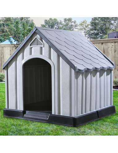 Cuccia per Cani Grigia 92x87x91 cm in Plastica