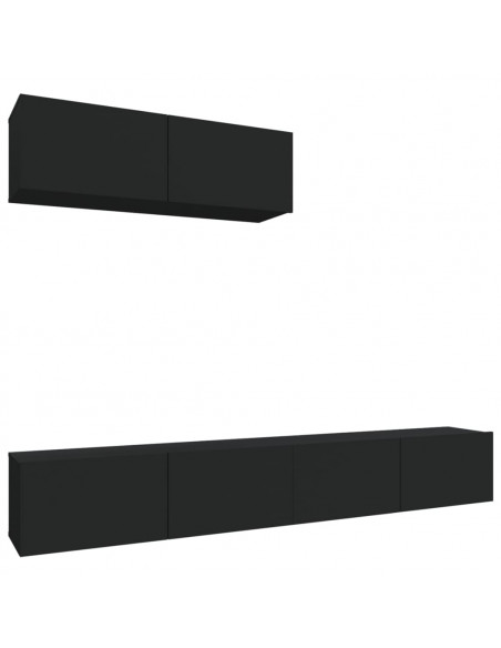 Set Mobili Porta TV 3 pz Nero in Legno Multistrato