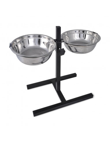 Supporto per Ciotole Doppio Regolabile 2 Ciotole 4,1L Acciaio
