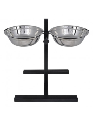 Supporto per Ciotole Doppio Regolabile 2 Ciotole 4,1L Acciaio