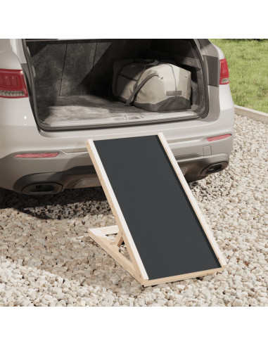 Rampa per Cani Grigia 70x35 cm in Legno Massello di Abete
