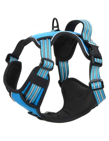 Pettorina per Cani con Strisce Riflettenti Regolabile Blu M
