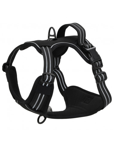 Pettorina per Cani con Strisce Riflettenti Regolabile Nera L