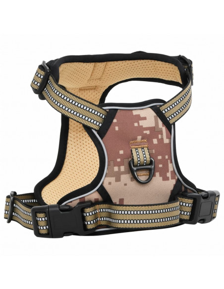 Pettorina Cani Righe Riflettenti Regolabile Marrone Mimetico XL