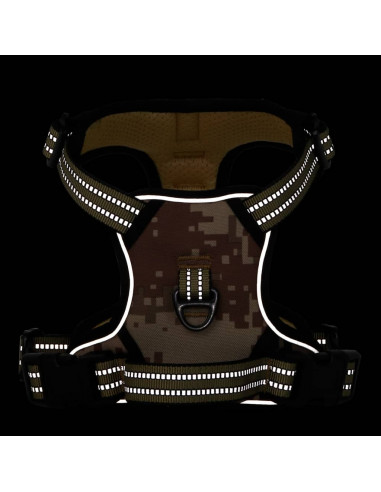 Pettorina Cani Righe Riflettenti Regolabile Marrone Mimetico XL