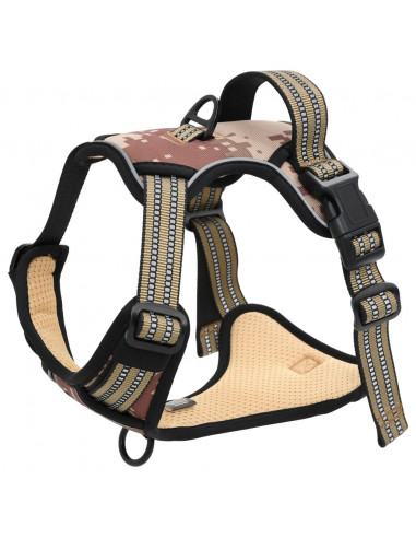 Pettorina Cani Righe Riflettenti Regolabile Marrone Mimetico M