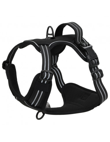Pettorina per Cani con Strisce Riflettenti Regolabile Nera XL