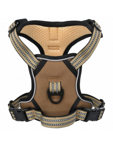 Pettorina Cani con Strisce Riflettenti Regolabile Marrone XL