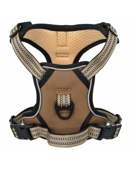 Pettorina Cani con Strisce Riflettenti Regolabile Marrone XL