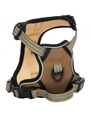 Pettorina Cani con Strisce Riflettenti Regolabile Marrone XL