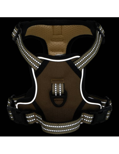 Pettorina Cani con Strisce Riflettenti Regolabile Marrone XL