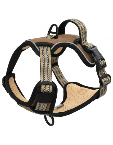 Pettorina Cani con Strisce Riflettenti Regolabile Marrone XL