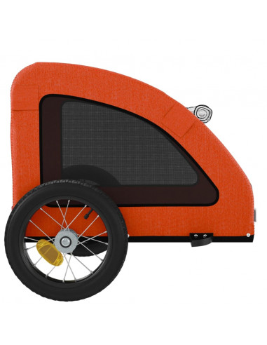 Rimorchio da Bici per Animali Arancione e Grigio Oxford e Ferro