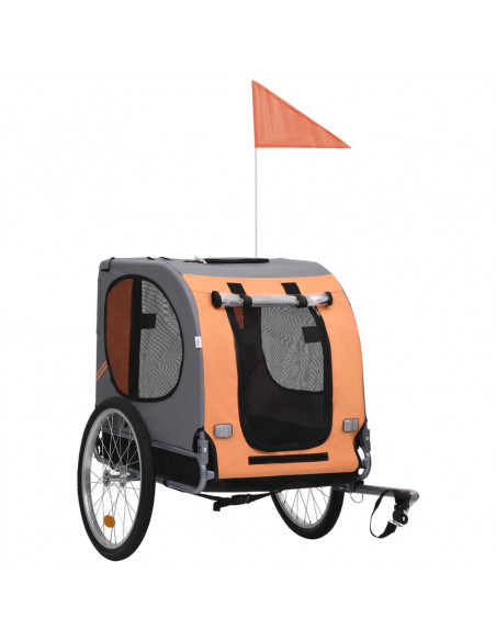Rimorchio da Bici per Cani Arancione e Grigio