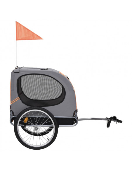 Rimorchio da Bici per Cani Arancione e Grigio