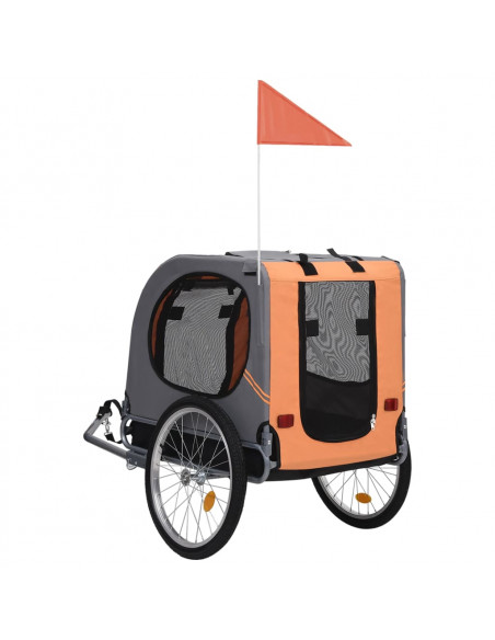 Rimorchio da Bici per Cani Arancione e Grigio