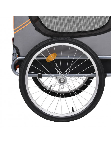 Rimorchio da Bici per Cani Arancione e Grigio