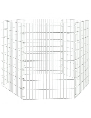 Conigliera con 6 Pannelli 54x80 cm Ferro Zincato