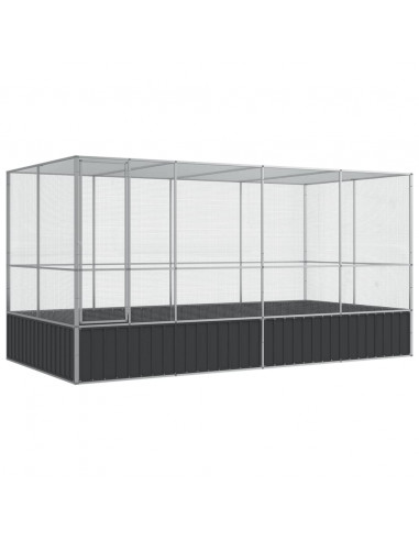 Voliera con Estensione Argento 418x207x212 cm in Acciaio