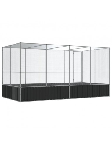 Voliera con Estensione Argento 418x207x212 cm in Acciaio