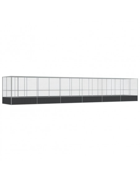 Voliera con Estensione Argento 1246x207x212 cm in Acciaio
