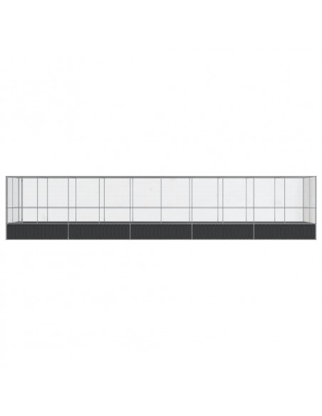 Voliera con Estensione Argento 1039x207x212 cm in Acciaio