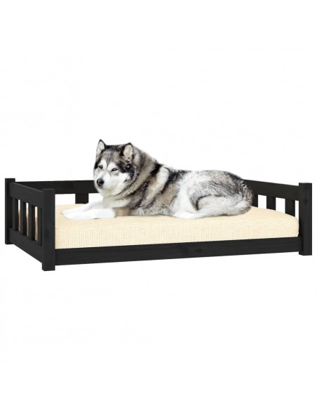 Cuccia per Cani Nera 105,5x75,5x28 cm in Legno Massello di Pino