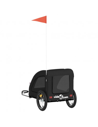 Rimorchio da Bici per Animali Nero Oxford e Ferro