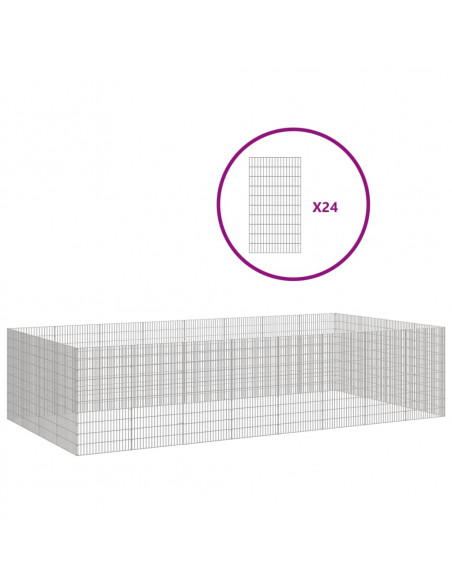 Recinto per Animali Ruspante 24 Pannelli 54x100cm Ferro Zincato