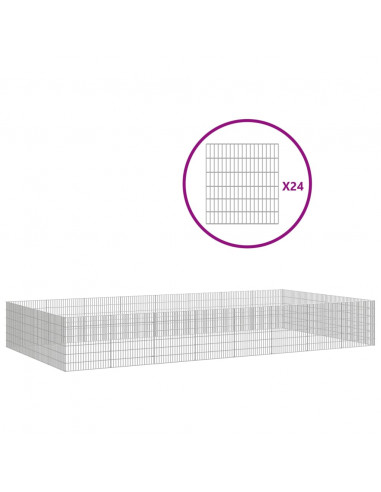 Recinto per Animali Ruspante 24 Pannelli 54x60 cm Ferro Zincato