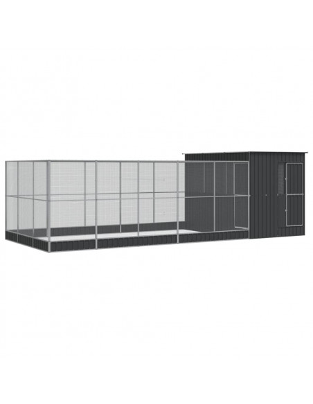 Voliera con Estensione Argento 704x303x216 cm in Acciaio