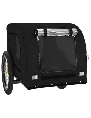 Rimorchio da Bici per Animali Nero Oxford e Ferro