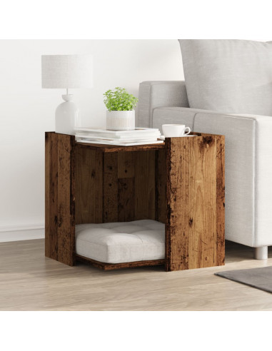 Recinto Lettiera Gatti Legno Vecchio 53x53x51 cm in Truciolato