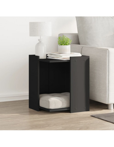 Recinto per Lettiera per Gatti Nero 60x40x40 cm in Truciolato