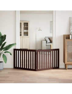 Cancello Cani Pieghevole 2 Pannelli Marrone 160cm Legno Pioppo 2