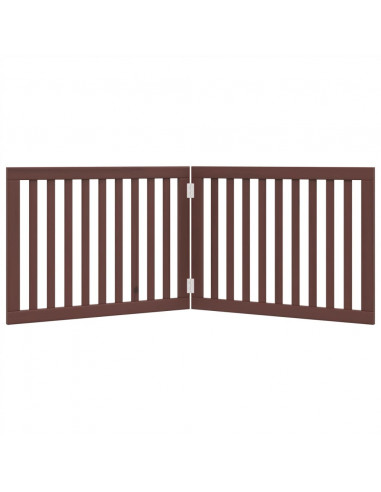 Cancello Cani Pieghevole 2 Pannelli Marrone 160cm Legno Pioppo