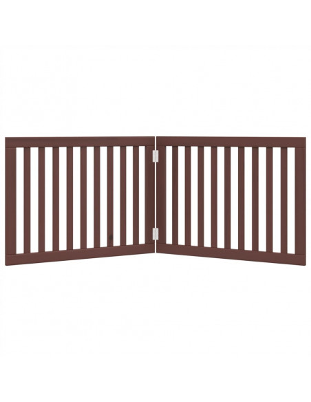 Cancello Cani Pieghevole 2 Pannelli Marrone 160cm Legno Pioppo