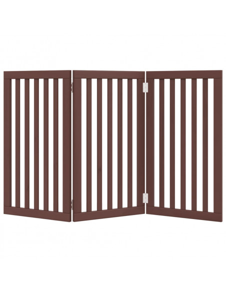 Cancello Cani Pieghevole 3 Pannelli Marrone 150cm Legno Pioppo