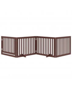 Cancello Cani Porta Pieghevole Marrone 4 Pannelli 320cm Pioppo 2
