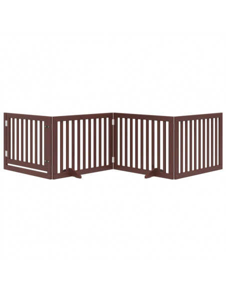 Cancello Cani Porta Pieghevole Marrone 4 Pannelli 320cm Pioppo
