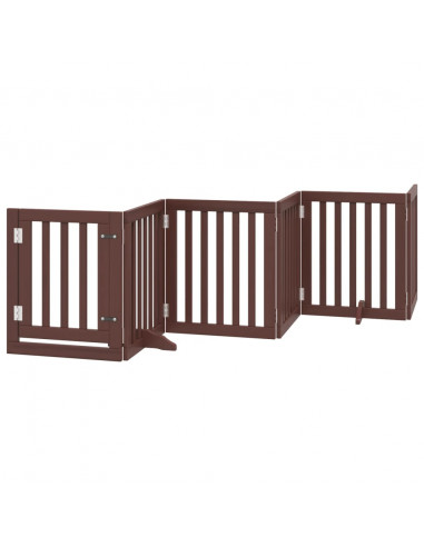 Cancello Cani Porta Pieghevole Marrone 6 Pannelli 300cm Pioppo