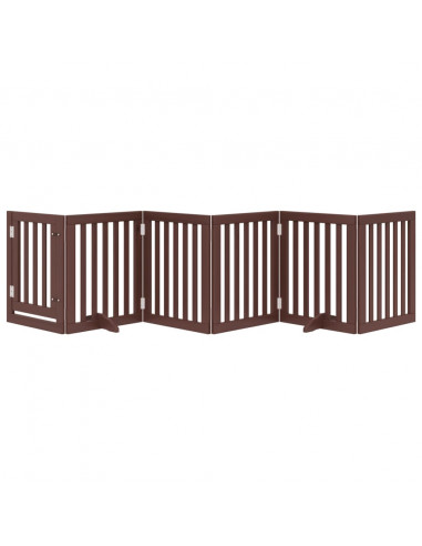 Cancello Cani Porta Pieghevole Marrone 6 Pannelli 300cm Pioppo