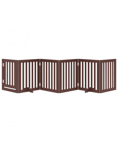 Cancello Cani Porta Pieghevole Marrone 6 Pannelli 300cm Pioppo