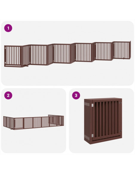 Cancello Cani Porta Pieghevole Marrone 12 Pannelli 960cm Pioppo