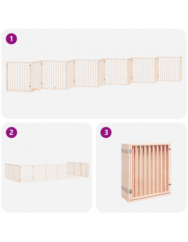 Cancello per Cani Porta Pieghevole 12 Pannelli 960 cm in Pioppo