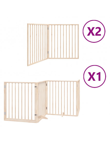 Cancello per Cani Porta Pieghevole 8 Pannelli 640 cm in Pioppo