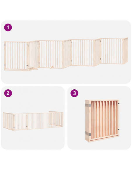 Cancello per Cani Porta Pieghevole 8 Pannelli 640 cm in Pioppo